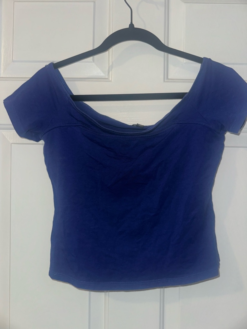 Guess Off-Shoulder Crop Top - Deep Blue
